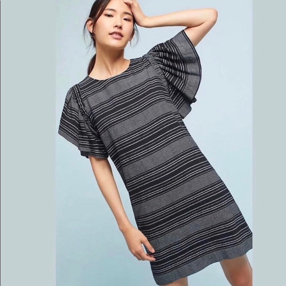Anthropologie ruffle sleeve dress